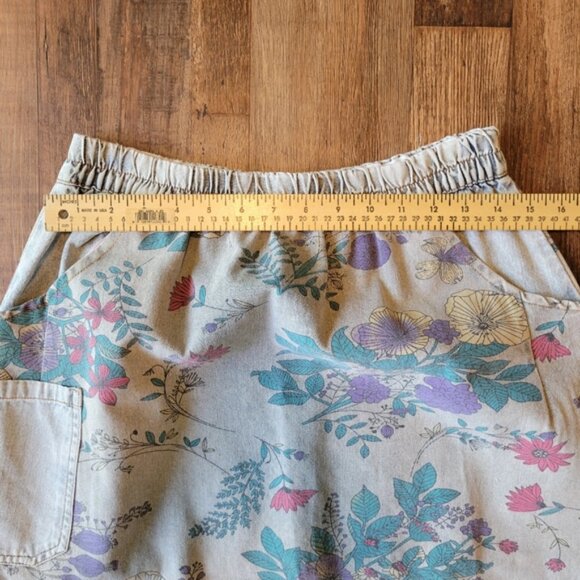 Floral Denim Midi Skirt - Picture 3 of 4